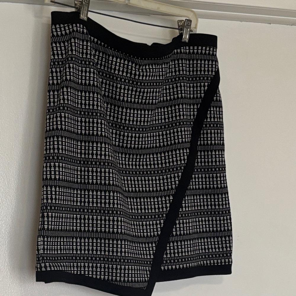 Black and White Patterned Wrap Skirt